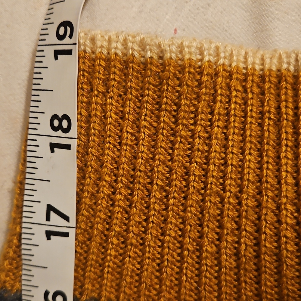 Skies Are Blue Curvy 1X Olive Green Ribbed Sweater Mustard Accents Fall Knit - Picture 9 of 15